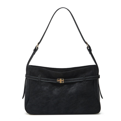 Retro Tote Bag With Belt Buckle Large-capacity Shoulder Bag