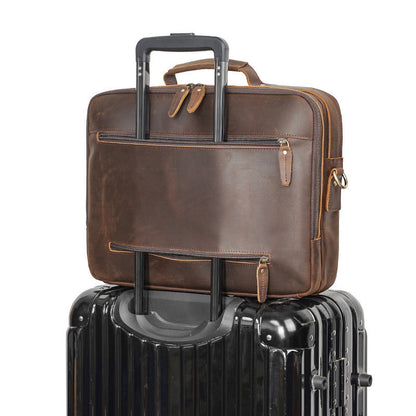 vintage crazy horse leather mens briefcase laptop bag