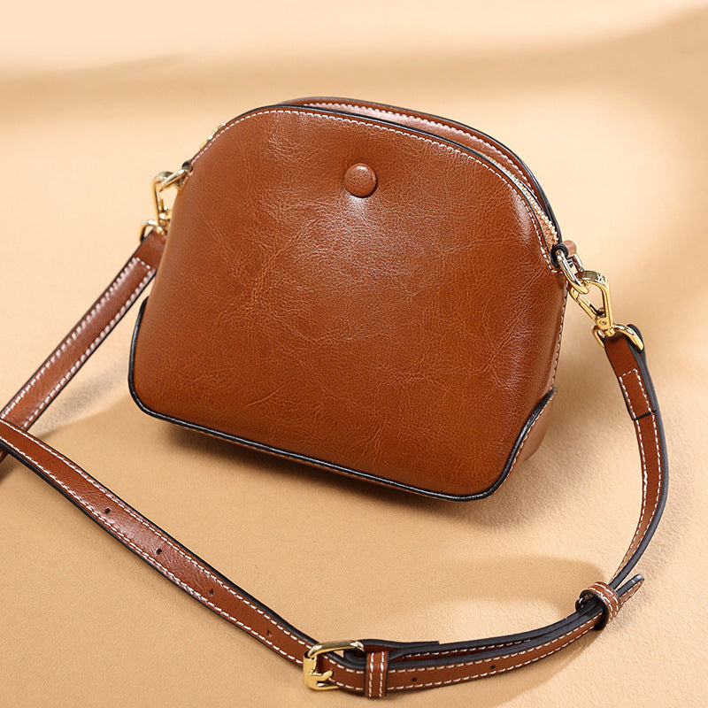 niche female leather one shoulder crossbody bag