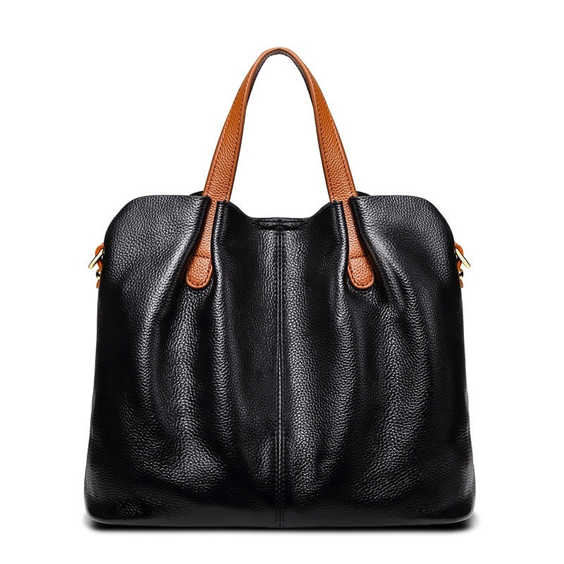 womens simple casual soft leather tote bag