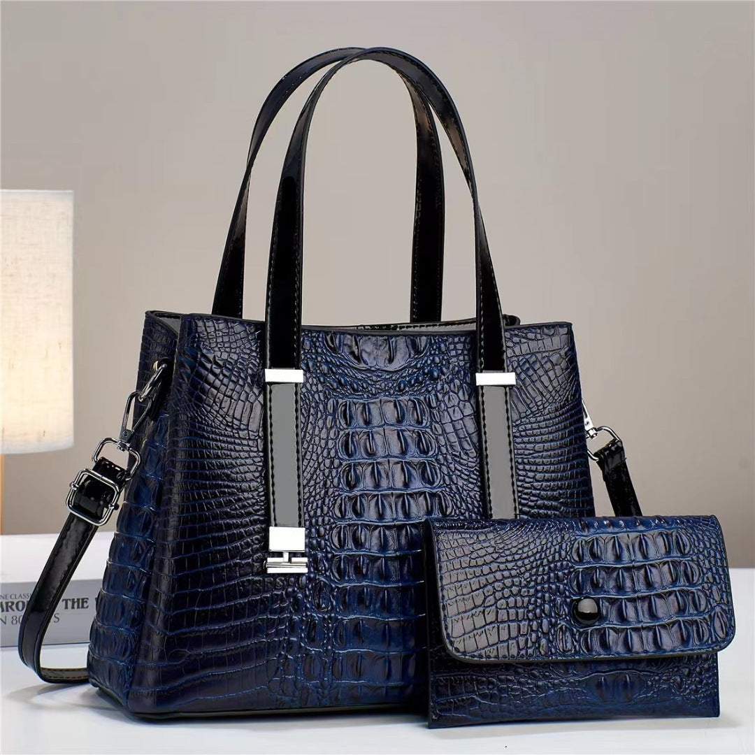 womens fashion crocodile pattern large capacity combination bags