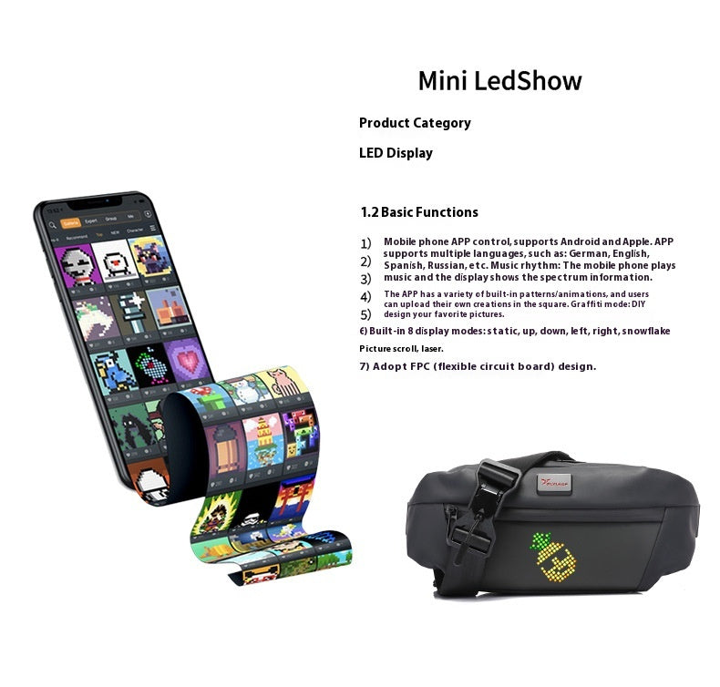 led smart waist bag outdoor sports billboard mobile display