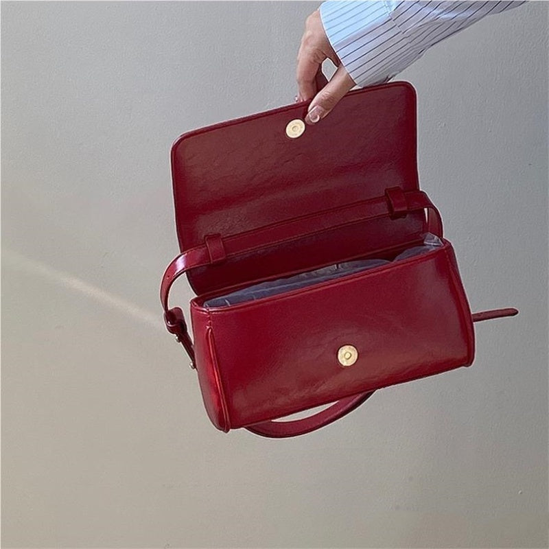 new retro wine red underarm bag