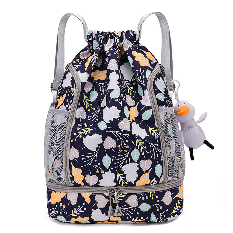 Drawstring Backpack 2 Large Capacity Multi-layer Outdoor Basketball Bag