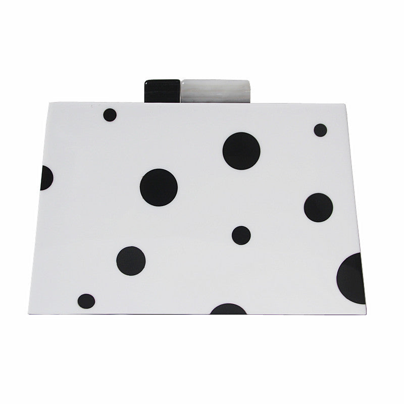 fashion acrylic dinner wedding bag black and white polka dot clutch