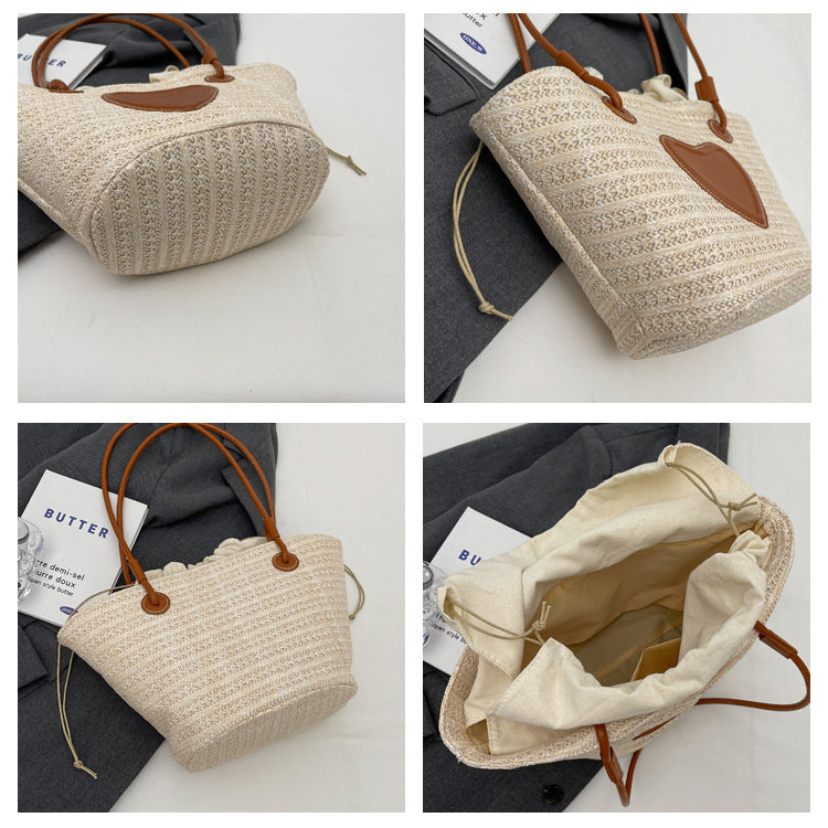 womens simple straw tote bag