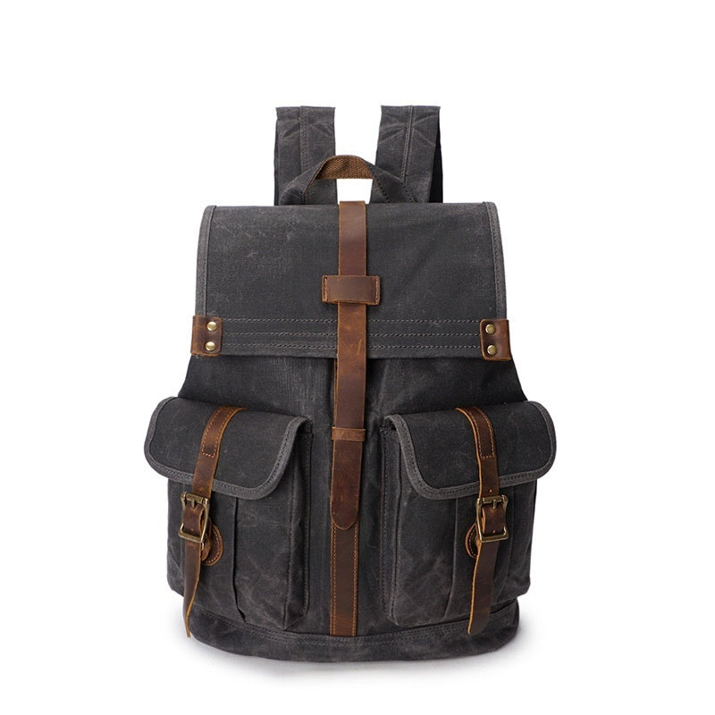 mens oil wax canvas vintage travel backpack
