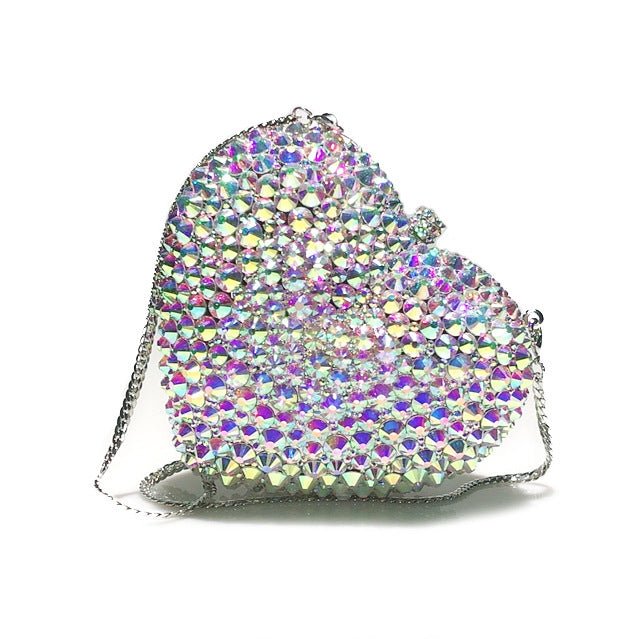 love shaped full diamond bag crystal dinner