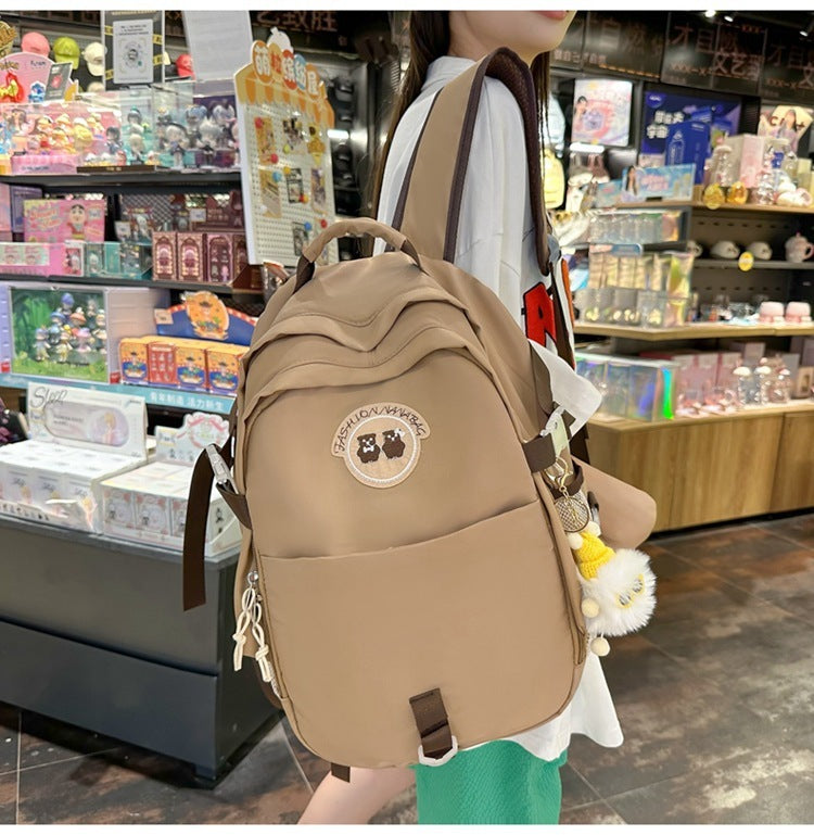 junior high school student bear schoolbag good looking korean female travel backpack