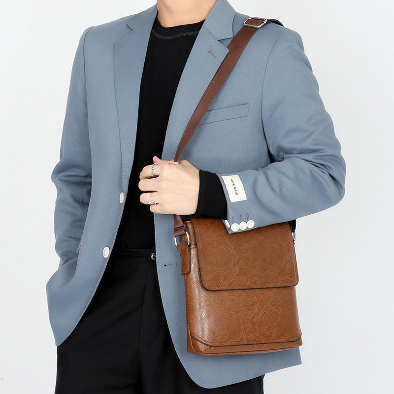 casual simple business leather waterproof mens bag