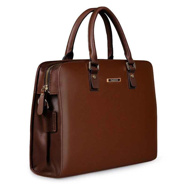 real cowhide mens bag briefcase business handbag