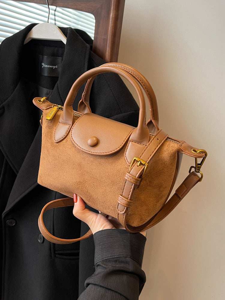 hand held dumplings matte stitching shoulder crossbody