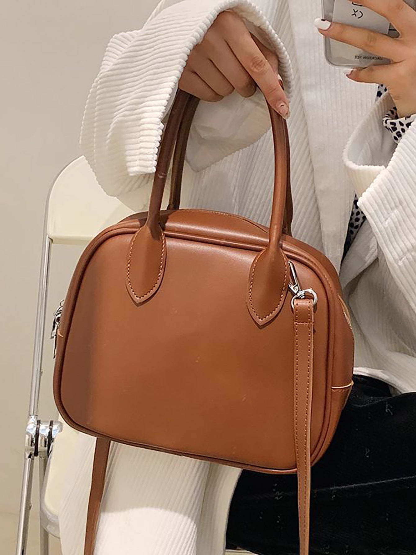 style large capacity textured portable womens bag all matching doctor bag