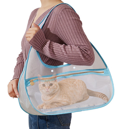 transparent solid color nylon cat portable pet shoulder bag