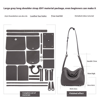 diy handmade material bag real cowhide crossbody woven bag