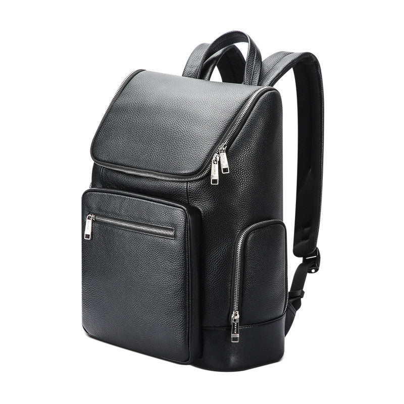 business leather large capacity backpack commuting travel