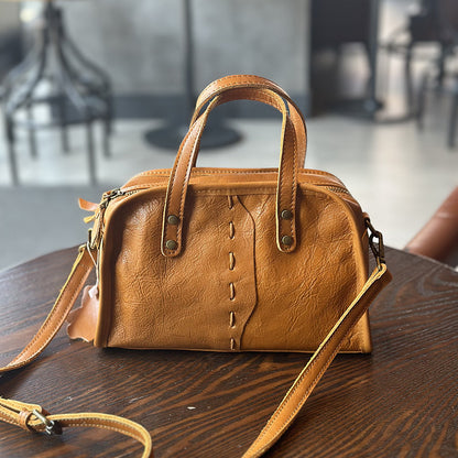 portable crossbody lightweight simple retro literary womens cow leather bag