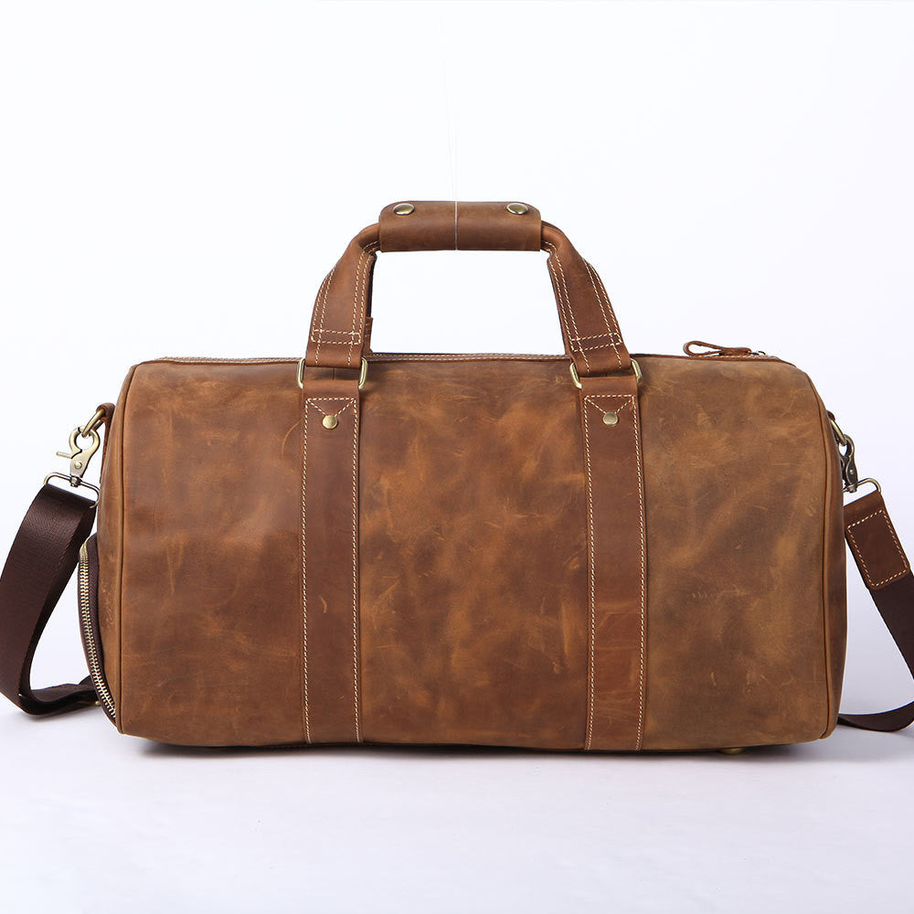 vintage crazy horse leather mens travel bag