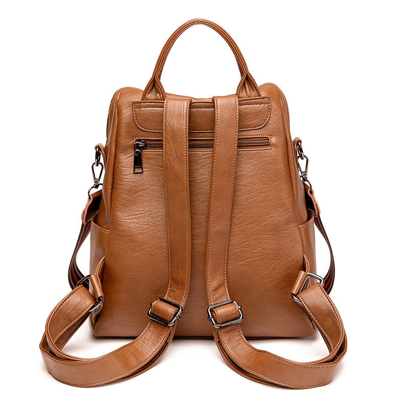 womens minimalist leather versatile casual backpack