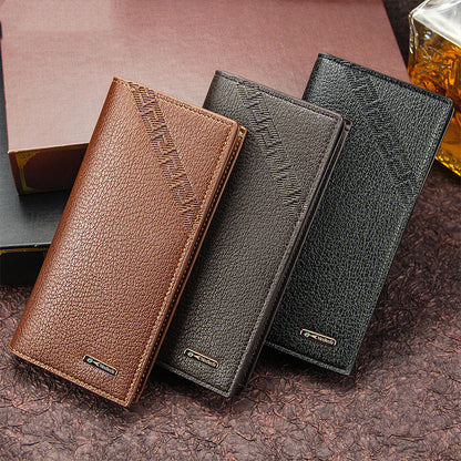 fashion embossed magnetic buckle multi card slot mens wallet