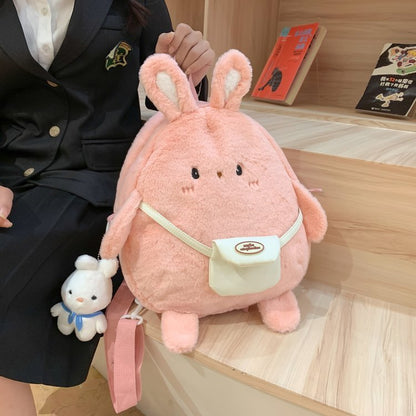 female large capacity cute plush rabbit backpack