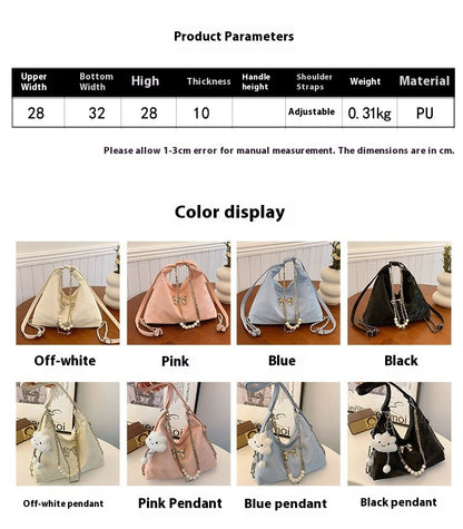 niche commuter pearl chain one shoulder bag womens all match shoulder tote bag