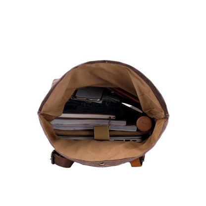 vintage backpack horse leather casual oil wax canvas
