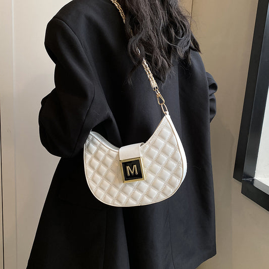 high grade bag womens new fashion rhombus single shoulder underarm all match niche texture chain messenger bag