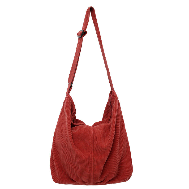 Corduroy Shoulder Crossbody Bag Spacious Casual And Minimalist
