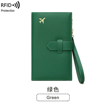 rfid anti magnetic passport holder multifunctional long ladies wallet