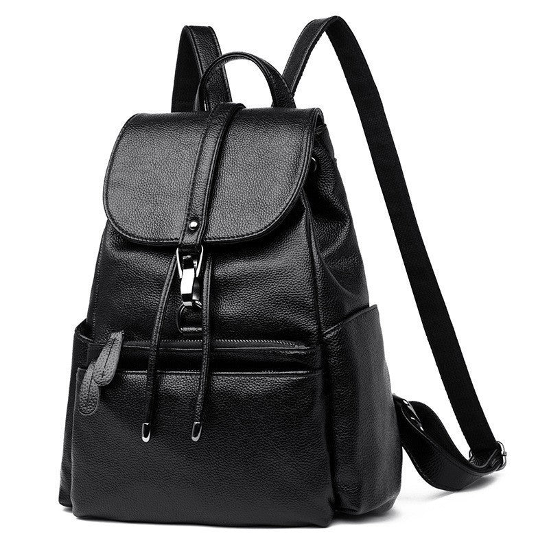 womens fashion cattlehide leather soft leather casual all matching genuine leather backpack