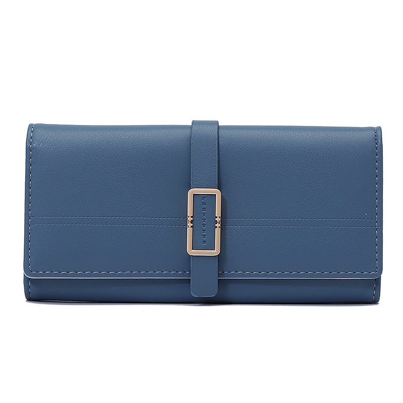 long metal buckle simple tri fold clutch