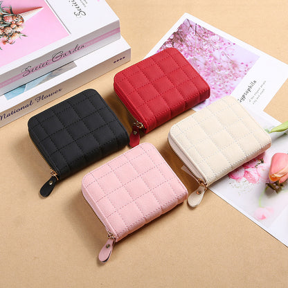 fashion plaid embroidered card holder mini ladies