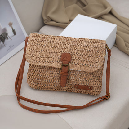 womens summer beach travel crossbody straw bag