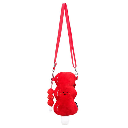 creative sugar coated haws on a stick plush crossbody bag