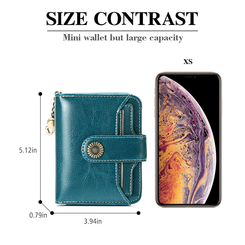 oil wax genuine leather ladys wallet european and american style