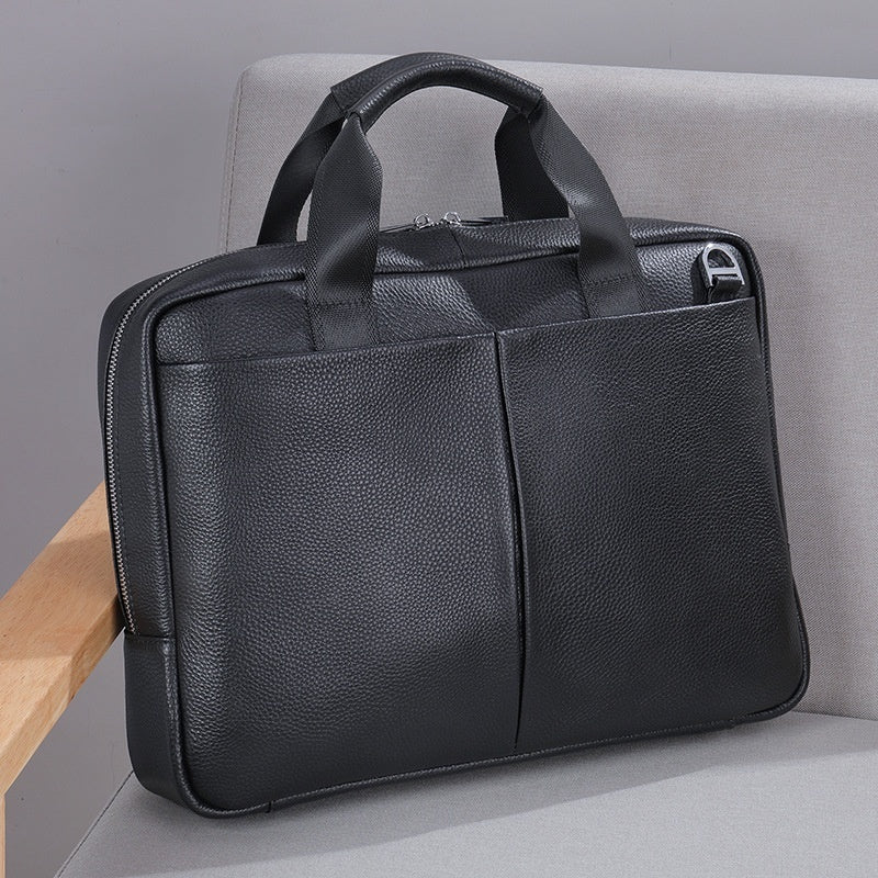 genuine leather large capacity briefcase mens horizontal first layer cowhide computer storage bag