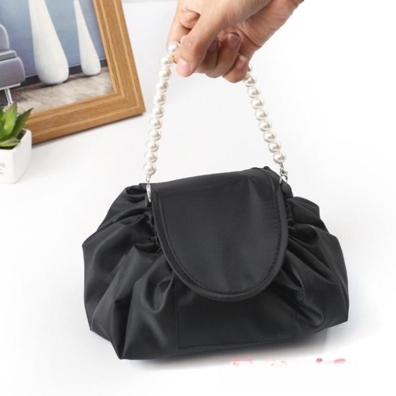 drawstring portable travel storage black cosmetic cosmetic bag