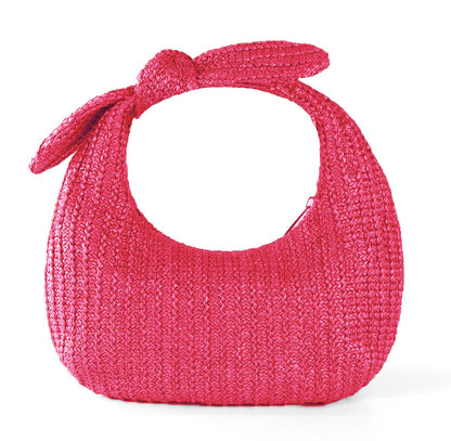 vacation style bow straw handbag clutch