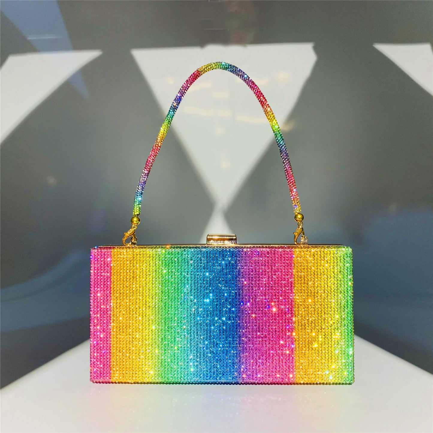 hot diamond rainbow bag womens dinner handheld bag