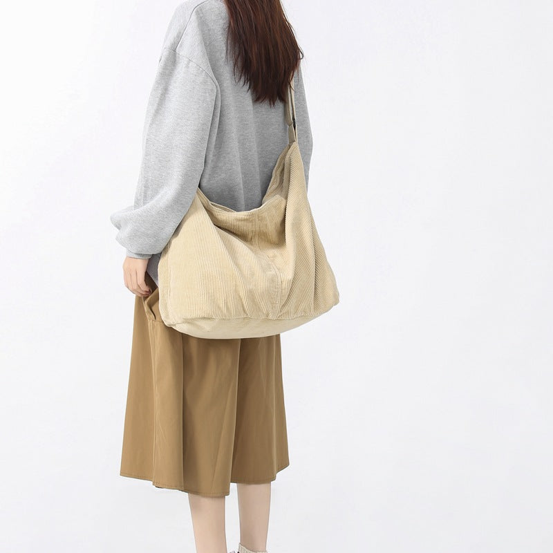 Corduroy Shoulder Crossbody Bag Spacious Casual And Minimalist