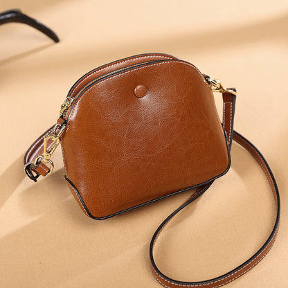 niche female leather one shoulder crossbody bag