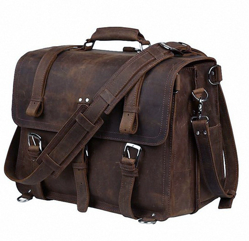 retro crazy horse leather mens traveling bag