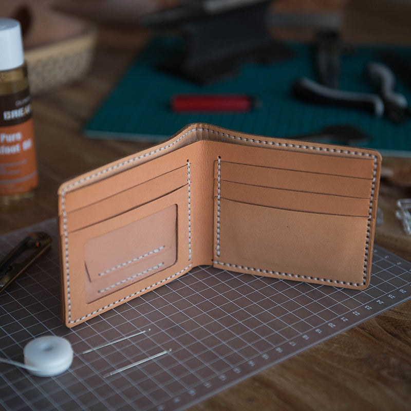 vintage diy waxed leather horizontal wallet