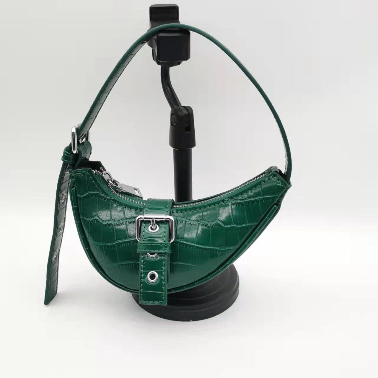 womens crescent underarm hand held zippered shoulder bag