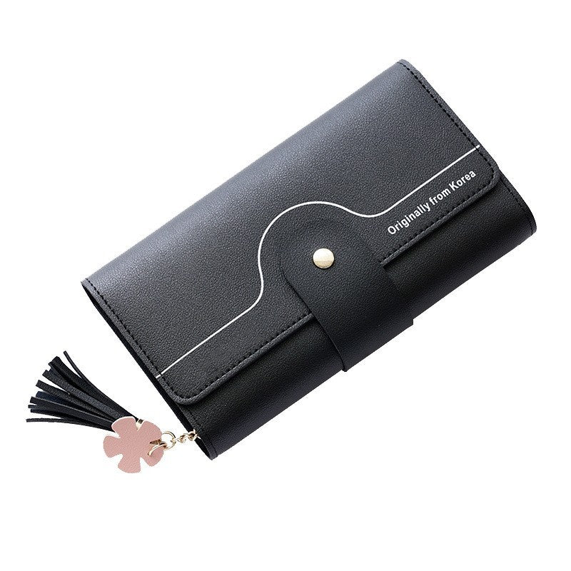 geometric alphabet buckle clutch tassel petal long ladies wallet