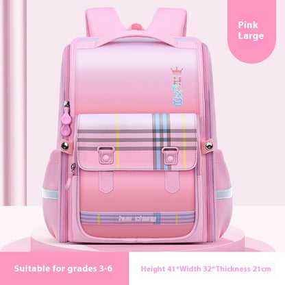 Plaid Schoolbag Grade Spine Protection Student Backpack