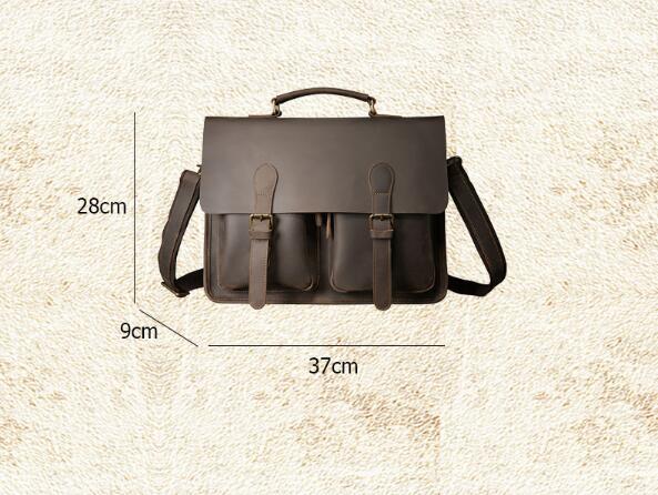 mens business leather shoulder messenger briefcase