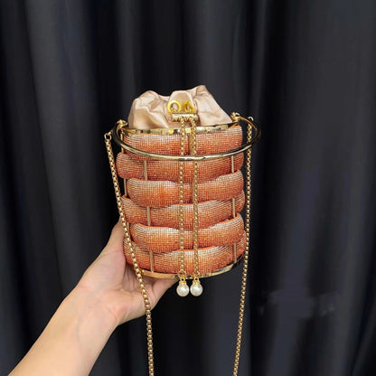 fashion metal hand woven shiny rhinestone quartz rope