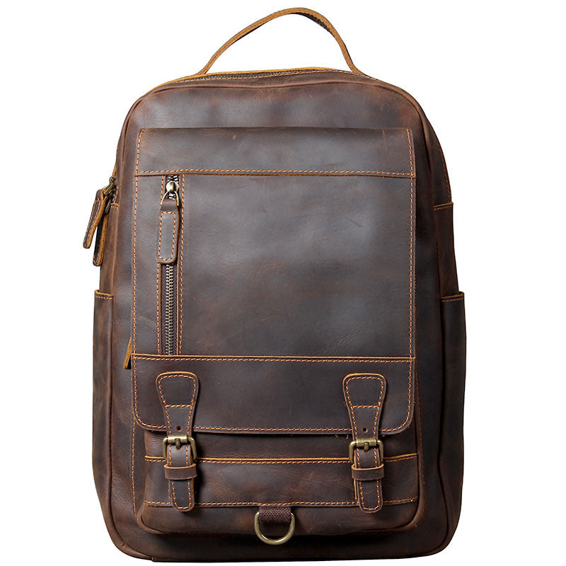 retro crazy horse capacity first layer leather backpackage